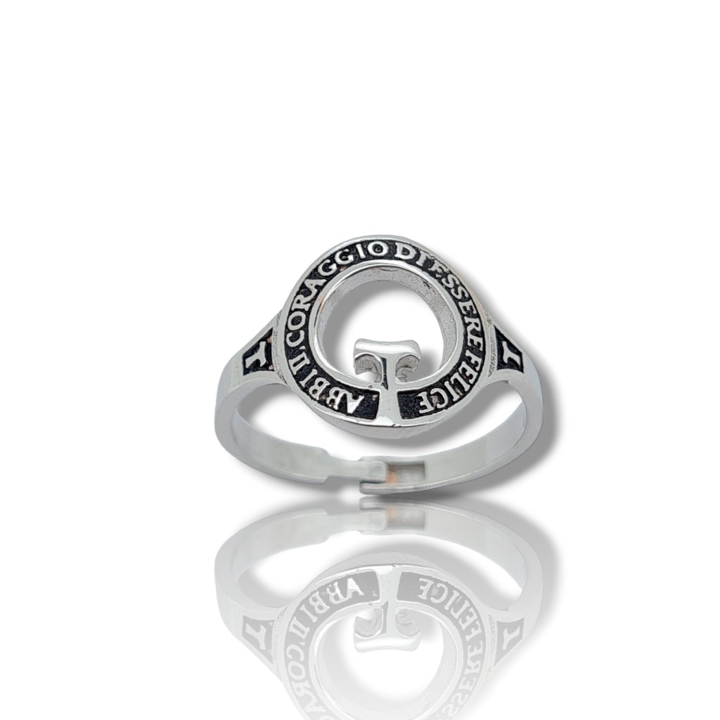 Δαχτυλίδι απο επιπλατινωμένο ασήμι 925° “Abbi il coraggio di essere felice” (AGI266 A-A)